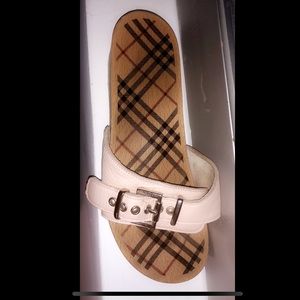 Blush Nude Wooden Signature Burberry Slide Sandals